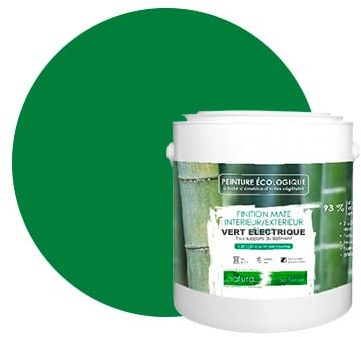 BOX DECO COULEURS Peinture naturelle écologique intérieur extérieur aspect mat Natura - 2.5L, Vert Electrique