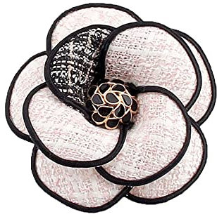 Generic Broche élégante en tissu de luxe, noir et rose, APPAREL_PIN