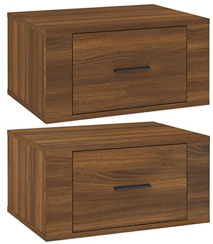 vidaXL Wall-mounted Bedside Cabinets 2 pcs Brown Oak 50x36x25 cm