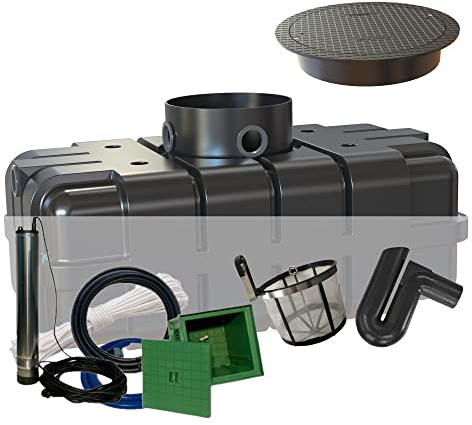 Garten-Zisternen Flachtank 1700 Liter (mit Filtserset, Abdeckung + Pumpenset)