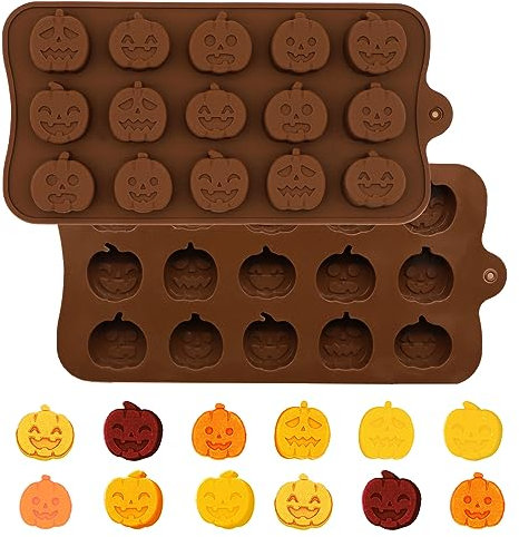 Halloween Pumpkin Chocolate Mold, Halloween Silicone Mould for DIY Halloween Chocolate Gummy Cake Candy Pudding and More Y3NGBQM