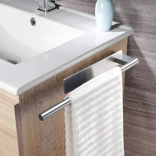 Jane Eyre Porta asciugamani da bagno senza foratura porta asciugamani da parete porta asciugamani a braccio singolo in acciaio inox 304 con colla di montaggio argento spazzolato 39 cm