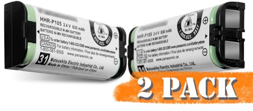 CUCESH 2 Pack HHR-P105 2.4V 830mAh Battery NI-MH Rechargeable Battery for Panasonic Cordless Phones Rechargeable Battery