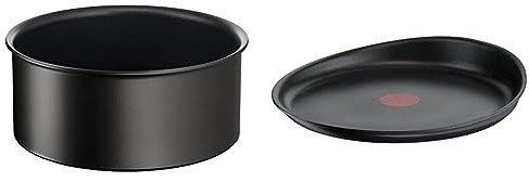 Tefal Ingenio Eco Resist Casserole 18 cm (2,1 L), Empilable, Induction, Facile à nettoyer & Ingenio Eco Resist Poêle à crêpe 27 cm, Empilable, Fonte d'aluminium, Revêtement