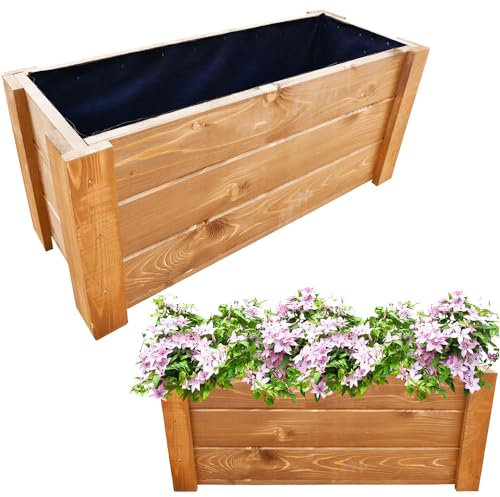 YOURSGARTEN Jardinera Elevada de Madera para Exterior – Macetero Grande para Flores y Plantas, Entrega Montada, Lista para Usar- 80x34x30cm- TIK