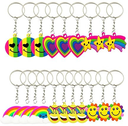 LMOGWL 20-teilige Schlüsselanhänger Mini Emoji niedlich, Mini Schlüsselanhänger Emoji passend für Handtasche Rucksack Schlüsselanhänger Dekoration niedliche Party Geschenke