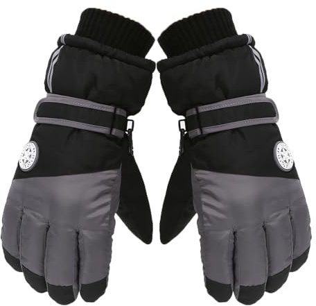 Newwyt 1 Paar Vollfinger-Skihandschuhe, wasserdichte Kinderhandschuhe, Winddichte Schneefäustlinge, gerippte Manschetten-Design-Handschuhe für ältere Kinder