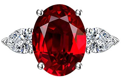 Bihsilin Damen Ringe Verstellbar, Silber Ring Personalisiert mit 3 Steine Rot Zirkonia Trauringe Hochzeit Ring Frauen Versilbert