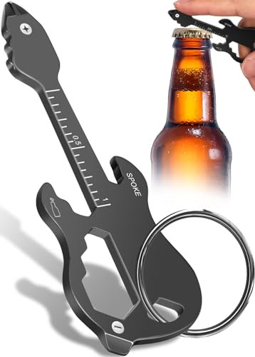 Buleens Guitar Keychain Multitool Bottle Opener, Cool Guitar-Shaped Pocket Multi Tool Beer Opener Key Chain Gifts for Men Father Grandpa Boyfriend Music Lover