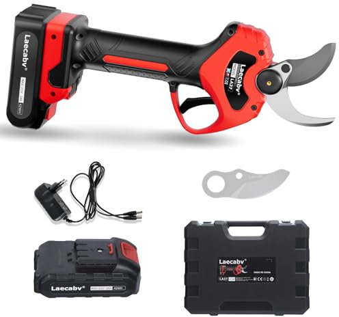 Laecabv 37mm Forbici Potatura a Batteria Elettriche Professionali, con 2Pcs 21V/2Ah Batteria Litio, Cesoie per Olivo, Vigneto