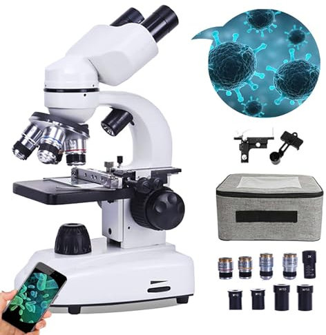 Microscopio Biologico 20000X, Set Microscopio Ottico Binoculare Hd Per Esperimenti Scientifici Per Studenti E Adulti, Oculare Elettronico + Adattatore Telefonico + Borsa, Doppia Illuminazione A Led,A