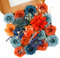 Floweroyal Künstliche Blumen Combo Orange Blumen Mix Seidenblumen Dahlie Rosen mit Stielen für DIY Hochzeit Brautsträuße, Babyparty, Blumenarrangement, Tischaufsätze, Heimdekorationen