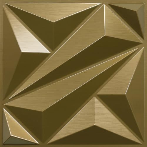 33 Pack 3D Wall Panels for Interior Wall Decor, 12''x12'' Brushed Gold Accent Textured Wall Panels, Wall Covering Panles for Living Room, Gaming Room, TV Background, Cover 32 Sq.Ft