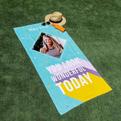 Wanapix | Toalla Playa Personalizada con Foto y Texto | Toallas Piscina | Toalla Playa Grande/Gigante/XXL | 140x200 cm | 100% Personalizada