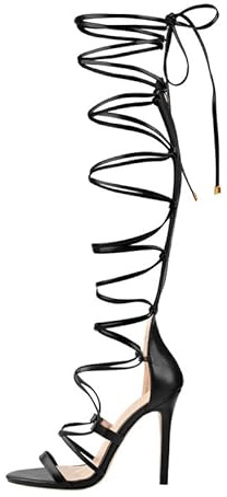 VERISSON Damen Sandaletten High Heels Langschaft Römersandalen Riemchensandalen mit Pfennigabsatz