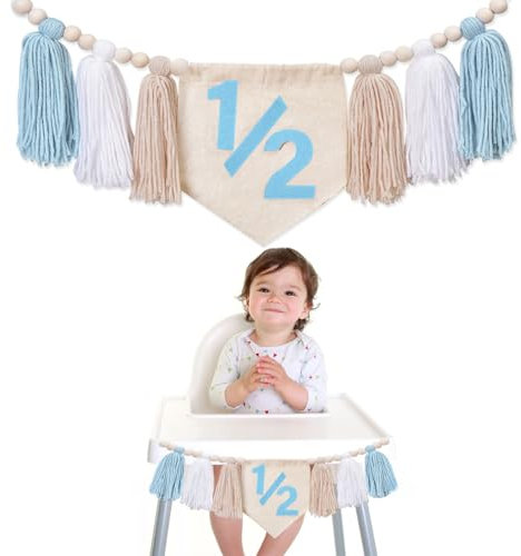 GlamRays 1/2 Geburtstags Hochstuhl Banner - Jungen Halben Geburtstags Party Dekorationen, Halb Weg Zu Einer Party Dekorationen, 1/2 Geburtstags Hochstuhl Girlande