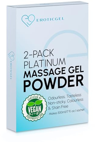 Japanese Nuru Massage Gel Powder Platinum 2x5g, Makes 1 Litre | Plain formula, custom blends, made in Japan. Vegan, fragrance free, paraben & glycerine free. Water based, 2 sachets