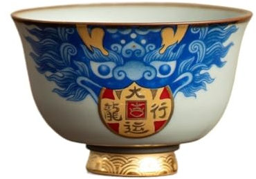 XGTEAHHC Ru Kiln Gracked Glaze Master Cup Zen Ceramic Hat Teacup Outline in Gold Tea Bowl Antique Jug Personal Cup Chinese Teaware Craft