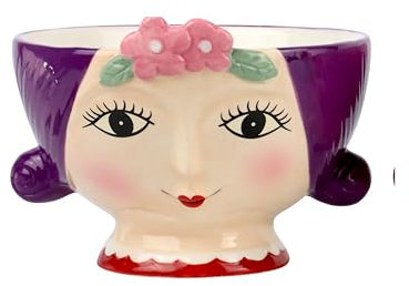 Generisch Schale Müslischale Gesicht Frau lustige Dessertschale modern Bonbonschale Salatschale (Haare lila)