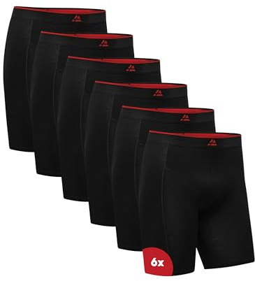 DANISH ENDURANCE Bamboo Boxer Shorts for Men, Long Leg Boxers, Anti Chafing, Breathable Underwear, 3 or 6 Pack, Black, L