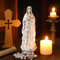 Wonderjune Statue Our Lady of Lourdes, 20,3 cm, hellelfenbeinfarben, Jungfrau Maria, Gartenstatue, Kunstharz, Stein, Tisch-Rosenkranzhalter, religiöse Geschenke, Dekoration (stilvoll)