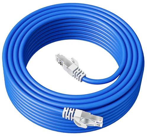 MEIPEK Ethernet Cable 50m Outdoor, Long Cat 6 Internet Cable 50m 24AWG FTP Shielded High Speed Network Cable Waterproof Direct Burial, 550MHz 1000Mbps CCA LAN Cable for Router Modem Switch
