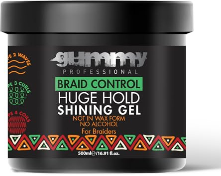 Gummy Braid Control Gel 500 ml - Braid Hair Gel - Ultra Strong Hold for Braids & Cornrows - With Marula & Avocado Oil - Shine & Care - Professional Styling Gel