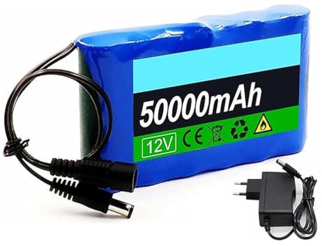 JHKJ Batteria agli ioni di Litio da 12 V e 50000 mAh, Batteria Ricaricabile 12 V 3S2P con Caricabatterie CC da 12,6 V e BMS per Vari dispositivi elettronici sostituibili