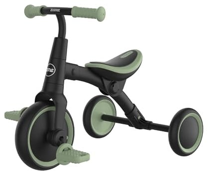 Zoomee by TP Toys Balance Bike to Trike for Toddlers 18+ Months, 2-in-1 Kids Ride On Tricycle with Adjustable Seat & Removable Pedals, Indoor Outdoor Use, Green, Motor Skills Development, 25kg Max | 2-in-1 Kids Ride On Tricycle, Adjustable Seat, Removable Pedals, Indoor Outdoor Use, Motor Skills Development