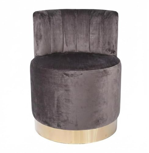 FWStyle Mink Velvet Barrel Accent Chair – Modern Upholstered Lounge Chair with Plush Padded Seat & Backrest – Gold Metal Base – Ready Assembled for Living Room, Bedroom or Home Office