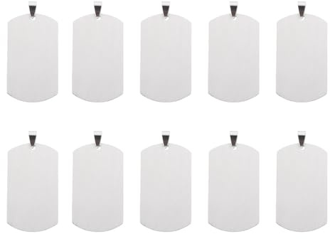 Alipis 10 Stück Titanstahl Blanko Anhänger Militär Stil Dog Tag Anhänger zum Gravieren Haustier Schlüsselanhänger Selbstgemacht Schmuck Zubehör