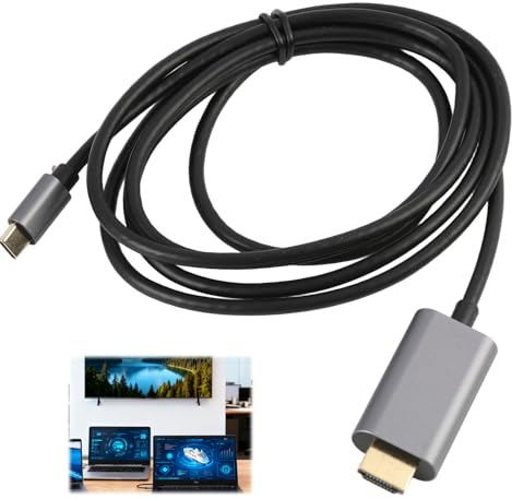 Cavo USB C a HDMI, Cavo USB Tipo C HDMI 1.8M, Supporto 4K UHD Compatibile con Thunderbolt 4/3, iPhone 17 Pro, iPad Air 2021, Samsung Galaxy S25, Dell XPS, Laptop, TV, Monitor, Trasmissione Audio