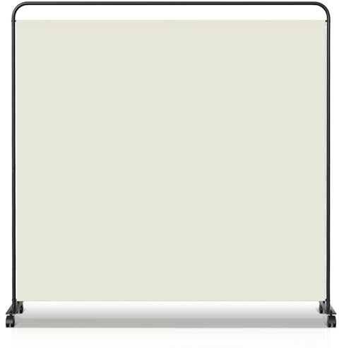 Hebitod Raumteiler Freistehend Sichtschutzwand,Paravent Klappbar 185x180cm,Mobiler Trennwand mit Rollen,Stabile Raumteiler für Büro, Heim |Beige