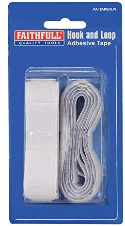 Faithfull tapehlw 20 mm x 1 m Crochet et boucle de ruban adhésif – Blanc