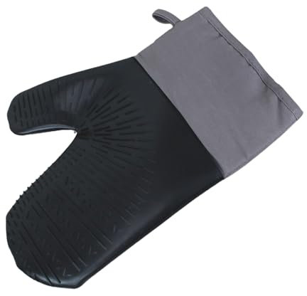 Fackelmann Manopla o Guante Horno Silicona Cocina con Protección Antideslizante en negro y gris, 28x19cm, 1ud