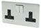Crabtree 7316/SC Platinum Twin Switch Socket. Screwless Flatplate Low Profile. Satin (Brushed) Chrome finish.