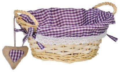 Premier Maison Purple Gingham Lining Round Willow Basket - Charming design.