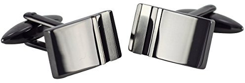 LINDENMANN Manschettenknöpfe, silberfarben mit Gunmetal, Geschenketui, 10462