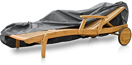 Casa Mina Abdeckhaube Sonnenliege | Schutzhülle für Deckchair | Gartenliege Abdeckung grau | wasserdicht | 200x70x56/40cm (Eigbrecht Wood Cover 146256)