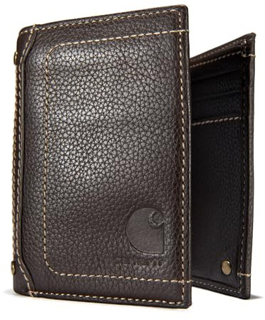 Carhartt Store Portefeuille en Cuir Porte-Monnaie avec Logo 61-2200, Couleur:Brun