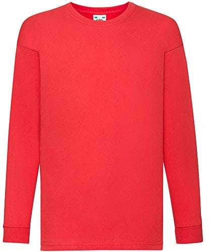 Fruit of the Loom Valueweight Children's Long-Sleeve T-Shirt Choice of Colours - Red - 140