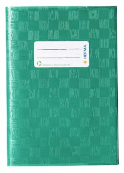 HERMA 7425 Notebook Covers A5 Raffia Green, Pack of 25, Book Covers with Label & Raffia Structure Made of Durable & Wipe-Clean Polypropylene Film, Notebook Cover Set for School Notebooks, Coloured