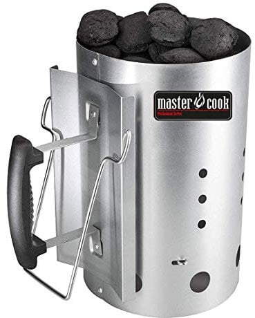 Brigros MasterCook - Ciminiera Accenditore Barbecue con Impugnatura di Sicurezza in Alluminio, Accendi Carbonella Barbecue Diametro 19 Cm E Altezza 30 Cm, Capienza Oltre 1,5 kg