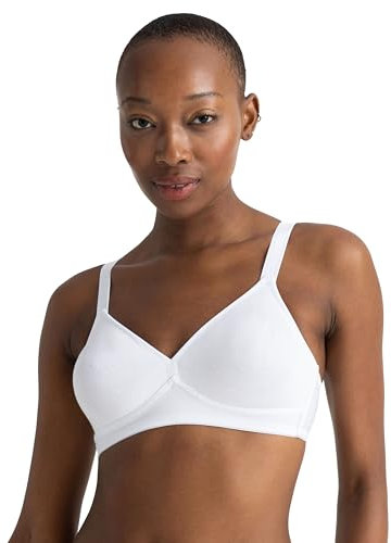 Dorina Daniela D1081A Women's Unlined Non-Wired Bralette Light Thin Bra for Large Sizes, Ivory Black, White (White A00), 38D