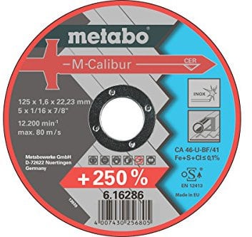 Metabo Trennscheibe M-Calibur Inox TF 41 (eisen-, schwefel- und chlorfrei; 125x1,6x22,23 mm, 12200/min) 616286000