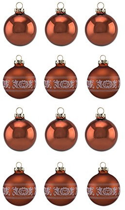 Thüringer Glas Design Christbaumschmuck, Kupfer, 12-Teilig 6cm, Uni & Deko