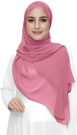 Lina & Lily Damen Muslim Premium Chiffon Hijab Kopftuch Schal aus Leicht Stoff (Dusty Rose)
