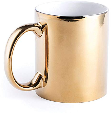eBuyGB 1333398 Metallic Large 350ml Ceramic Tea Coffee Mugs (Gold)
