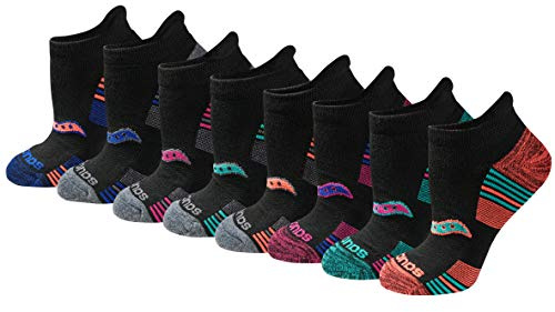 Saucony Women's RunDry Performance 8, 16 Pairs Heel Tab Athletic Socks, S-L, Assorted Darks (8 Pairs), Medium