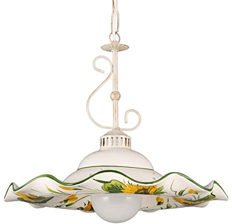 Küchenlampe Keramik shabby weiß handbemalt Landhaus Esstisch Küche